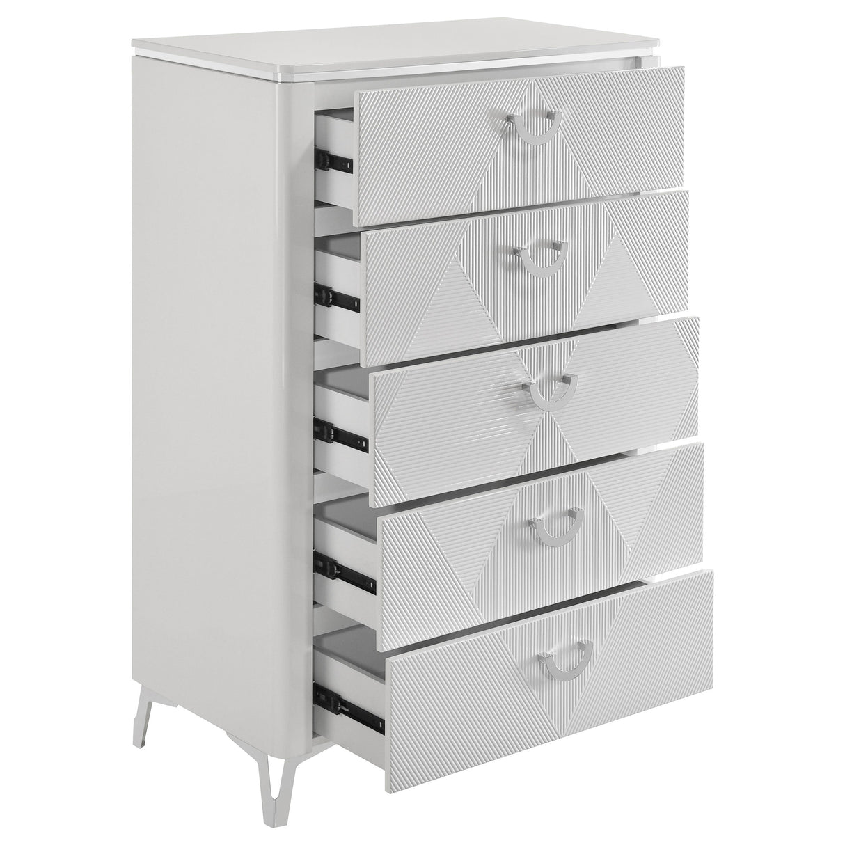 Cassia White High Gloss 5-drawer Bedroom Chest of Drawers by Coaster at Eve Furniture