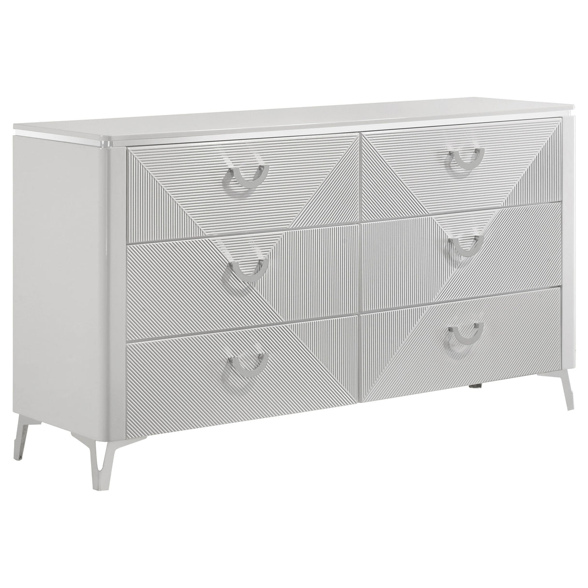 Cassia White High Gloss 5-piece Queen LED Bedroom Set by Coaster at Eve Furniture