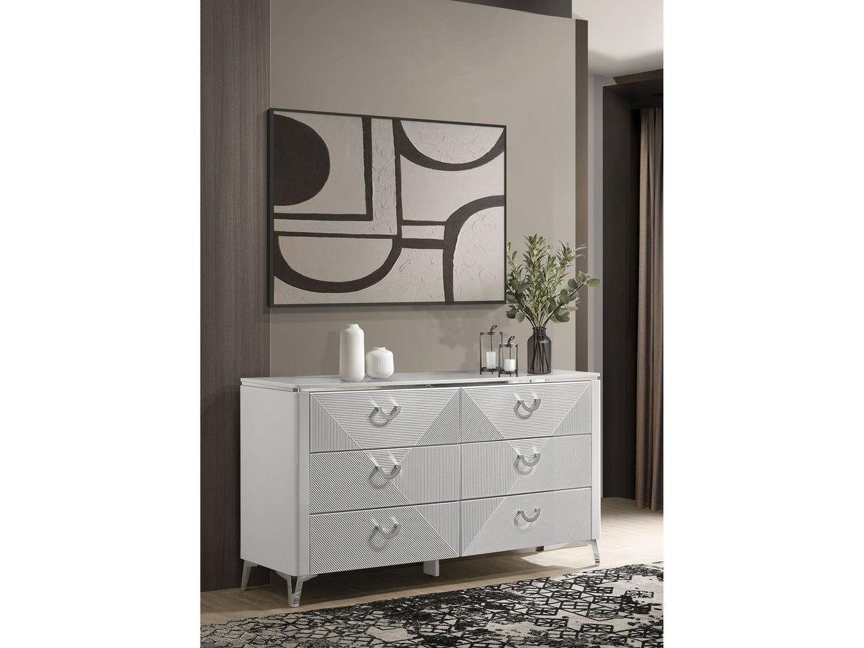 Cassia White High Gloss 6-drawer Bedroom Dresser Cabinet by Coaster at Eve Furniture