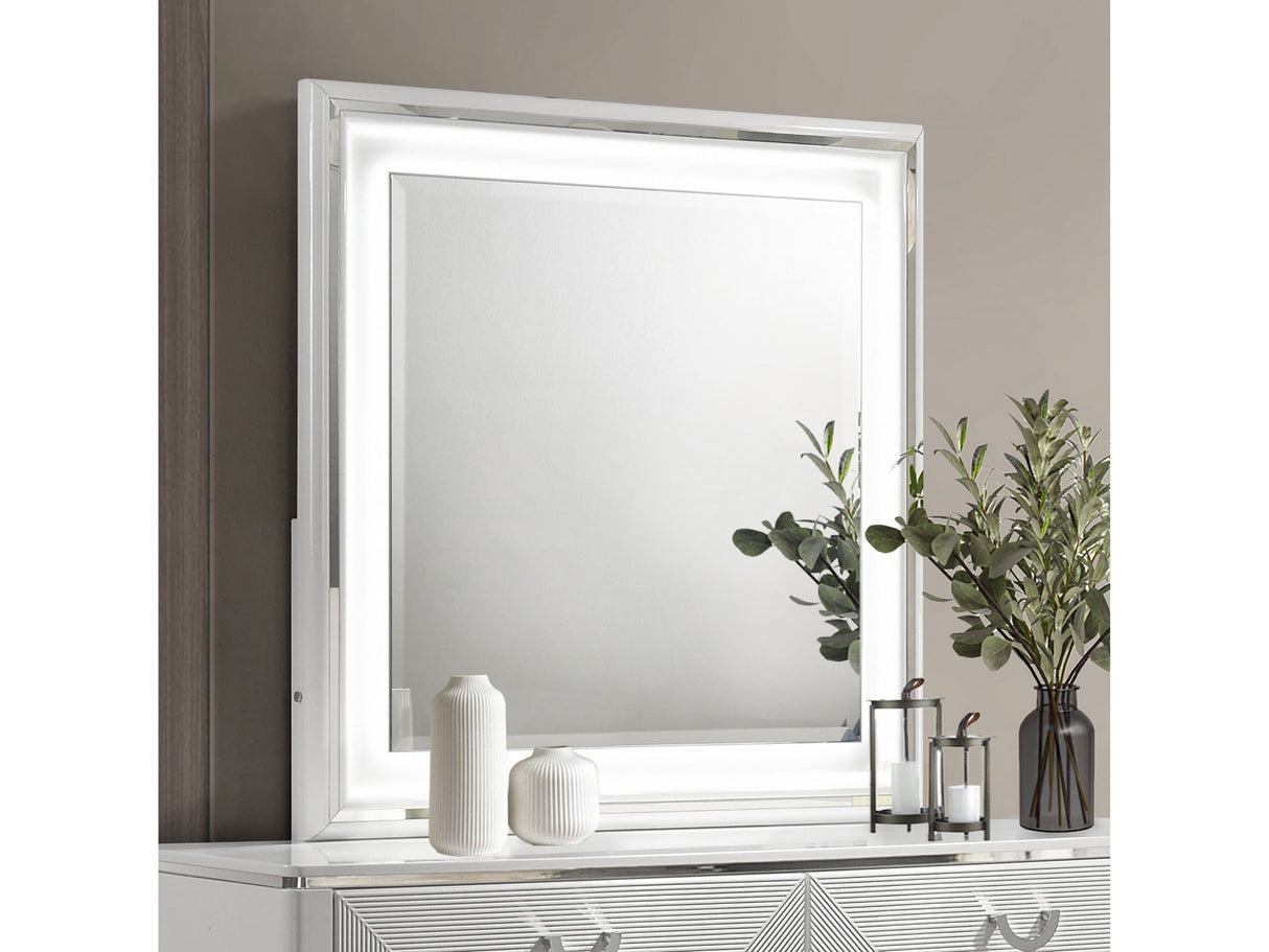 Cassia White High Gloss Dresser Mirror by Coaster at Eve Furniture