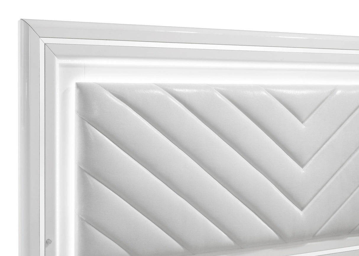 Cassia White High Gloss Eastern King LED Panel Bed by Coaster at Eve Furniture