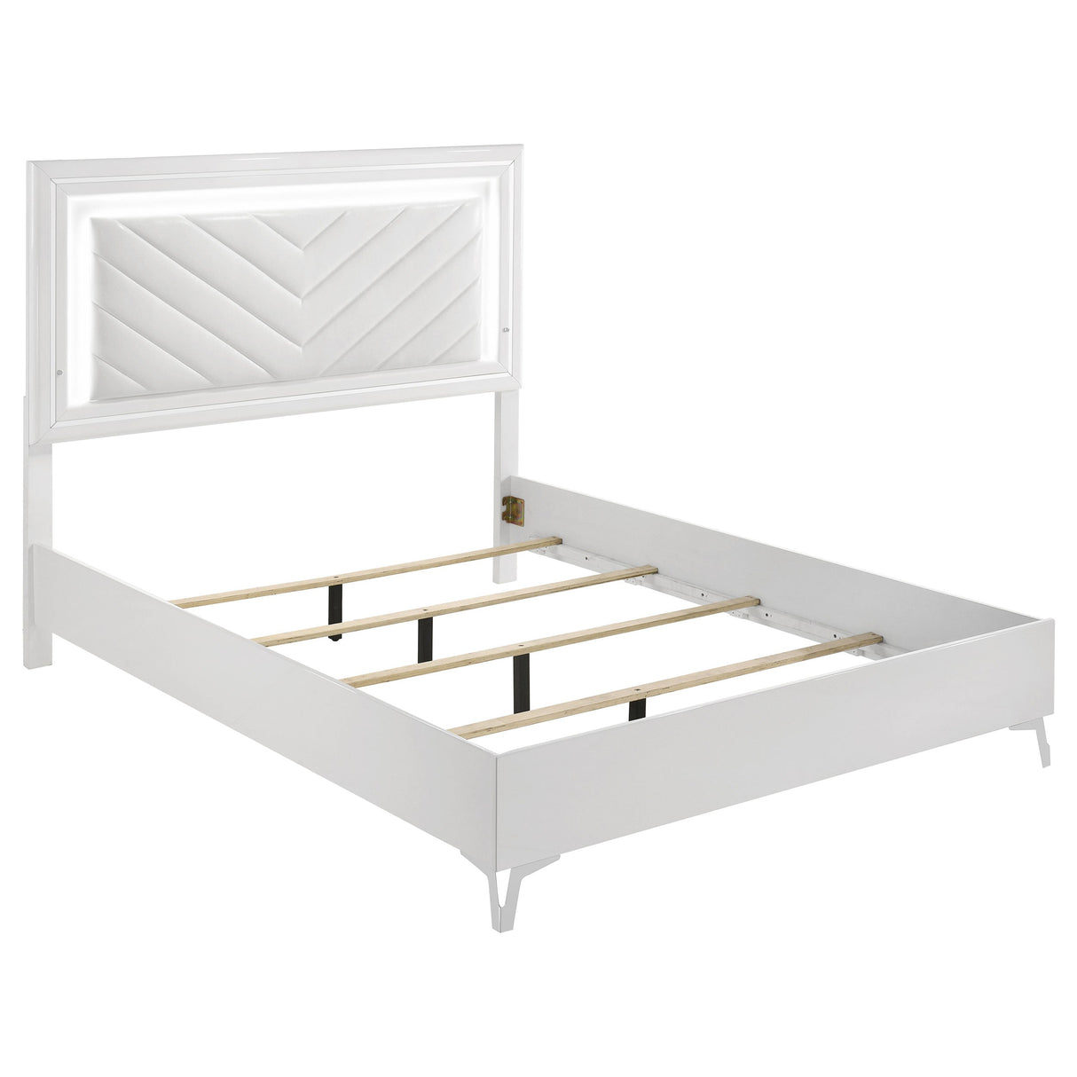 Cassia White High Gloss Queen LED Panel Bed by Coaster at Eve Furniture
