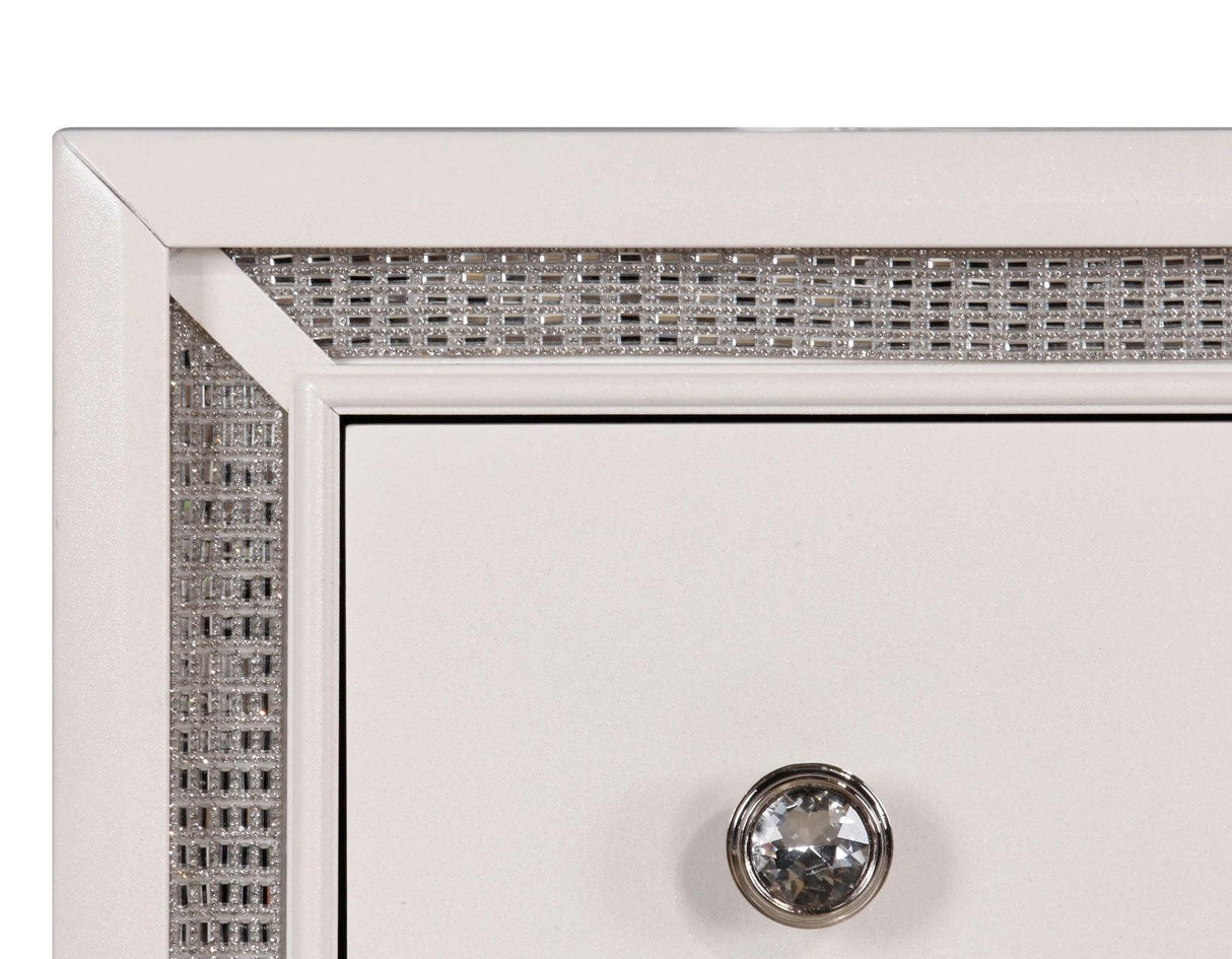 Cassie Illuminating Glam 58″ Dresser, Shimmering Pearl Finish by Steve Silver at Eve Furniture