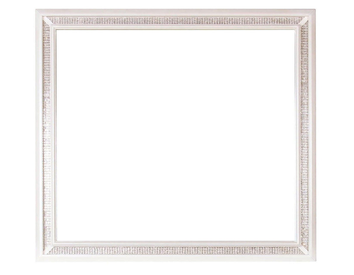 Cassie Illuminating Glam Dresser and Mirror, Shimmering Pearl Finish by Steve Silver at Eve Furniture