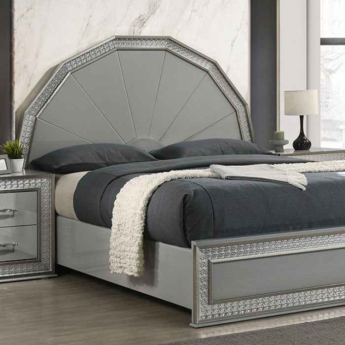 Cassiopeia Metallic Gray 5-Piece Queen Bedroom Set by Furniture of America at Eve Furniture