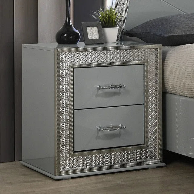 Cassiopeia Metallic Gray 5-Piece Queen Bedroom Set by Furniture of America at Eve Furniture
