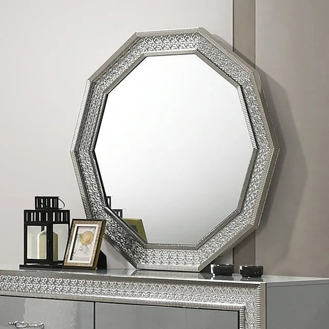 Cassiopeia Metallic Gray 4-Piece Queen Bedroom Set by Furniture of America at Eve Furniture