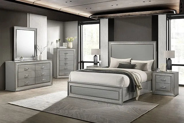 Cassiopeia Metallic Gray 5-Piece Queen Bedroom Set by Furniture of America at Eve Furniture