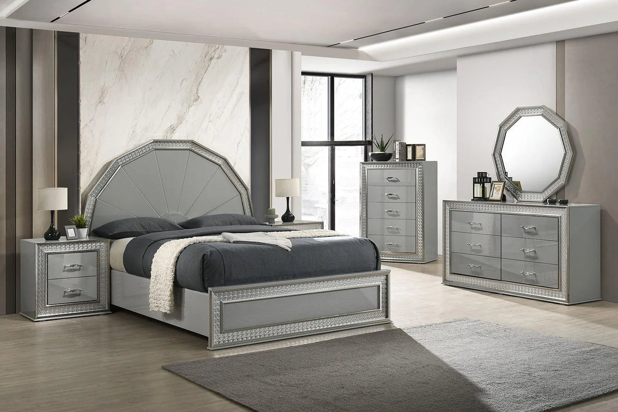 Cassiopeia Metallic Gray Arch Glam King Bed by Furniture of America at Eve Furniture