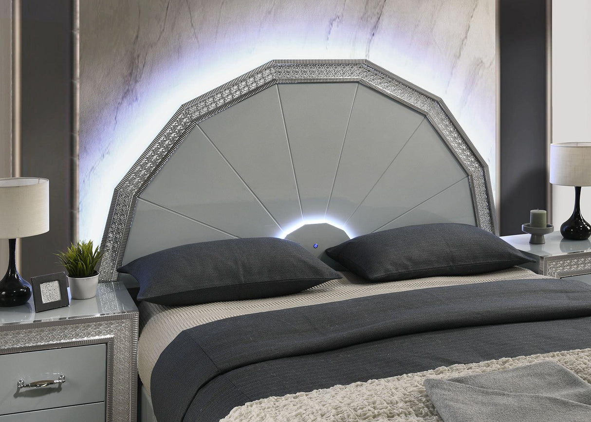 Cassiopeia Metallic Gray Arch Glam King Bed by Furniture of America at Eve Furniture