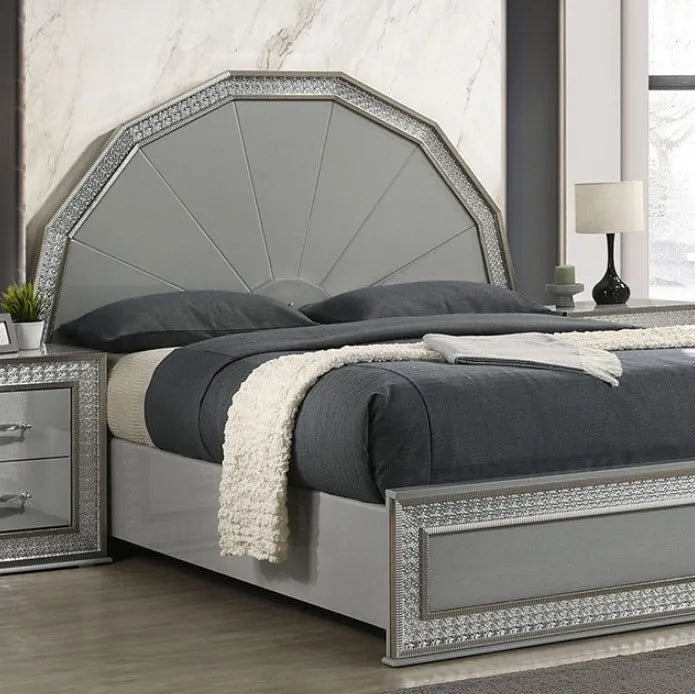 Cassiopeia Metallic Gray Arch Glam Queen Bed by Furniture of America at Eve Furniture