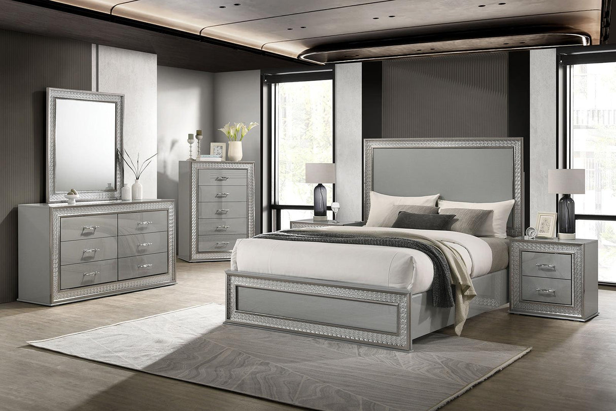 Cassiopeia Metallic Gray Queen Panel Bed by Furniture of America at Eve Furniture