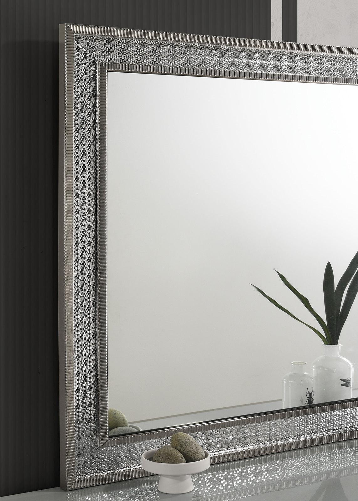 Cassiopeia Metallic Gray Rect Mirror by Furniture of America at Eve Furniture
