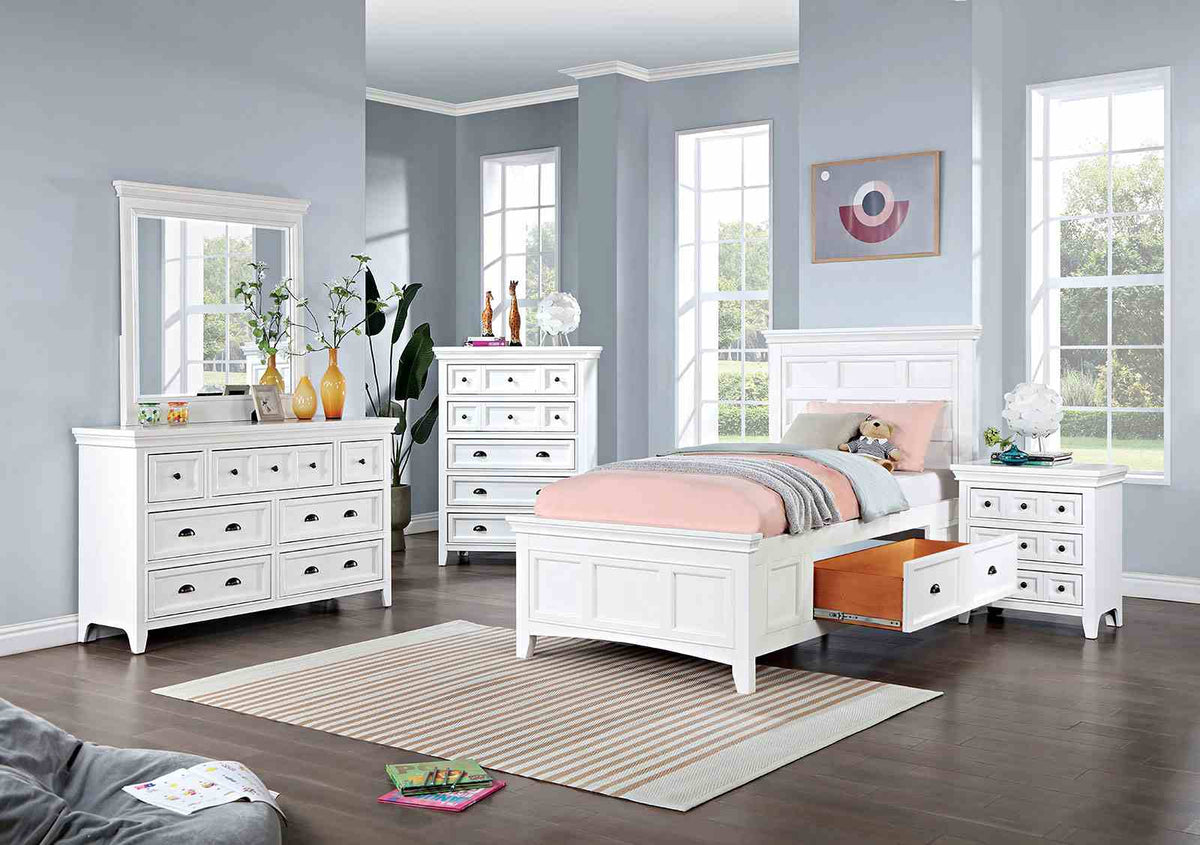 Castile White Storage Twin Bed