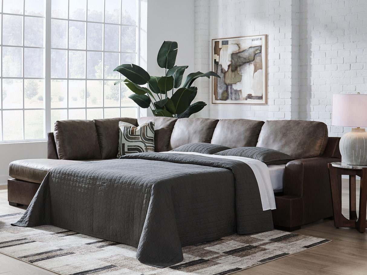 Castille Way Fossil 2-Piece Sleeper Sectional With LAF Corner Chaise by Ashley Furniture at Eve Furniture