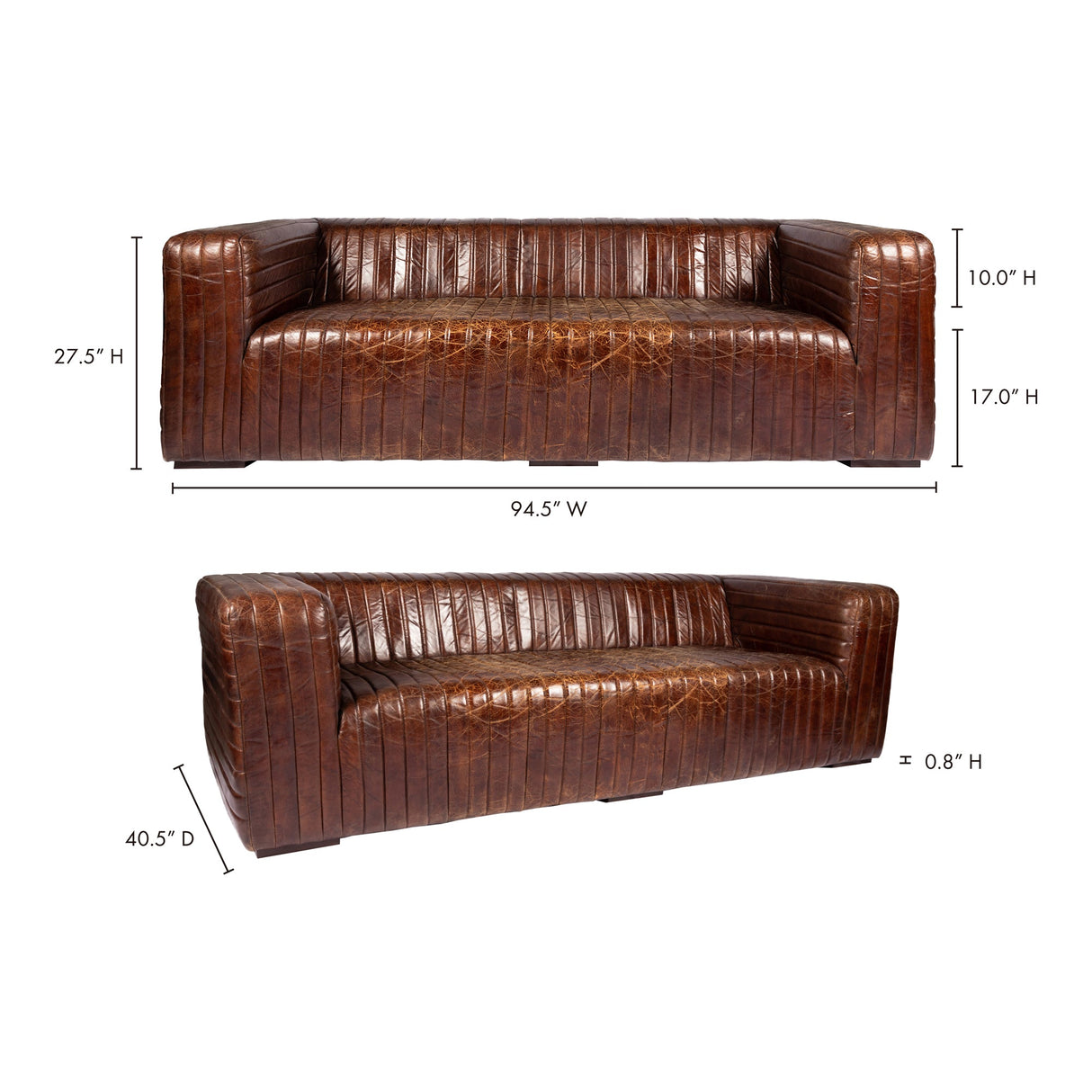 Castle Dark Brown Sofa by Moe's Home at Eve Furniture