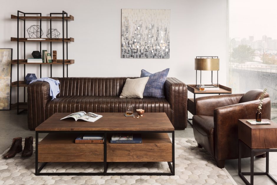 Castle Sofa Dark Brown by Moe's Home at Eve Furniture