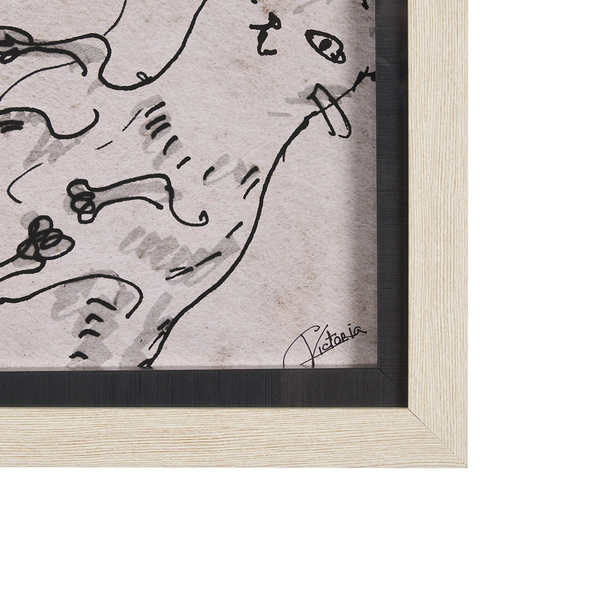 Cat Sketch by Mercana Studio a Hand Embellished Framed Art Print Matted under Glass by Mercana at Eve Furniture