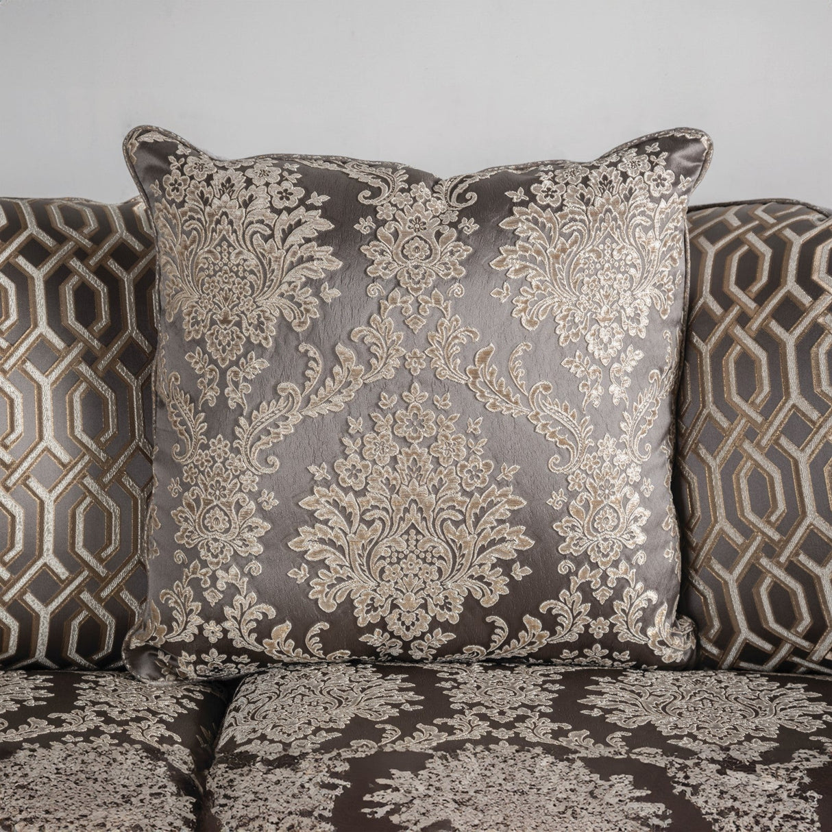 Catalonia Beige/Dark Cherry Upholstery Living Room Set by Furniture of America at Eve Furniture