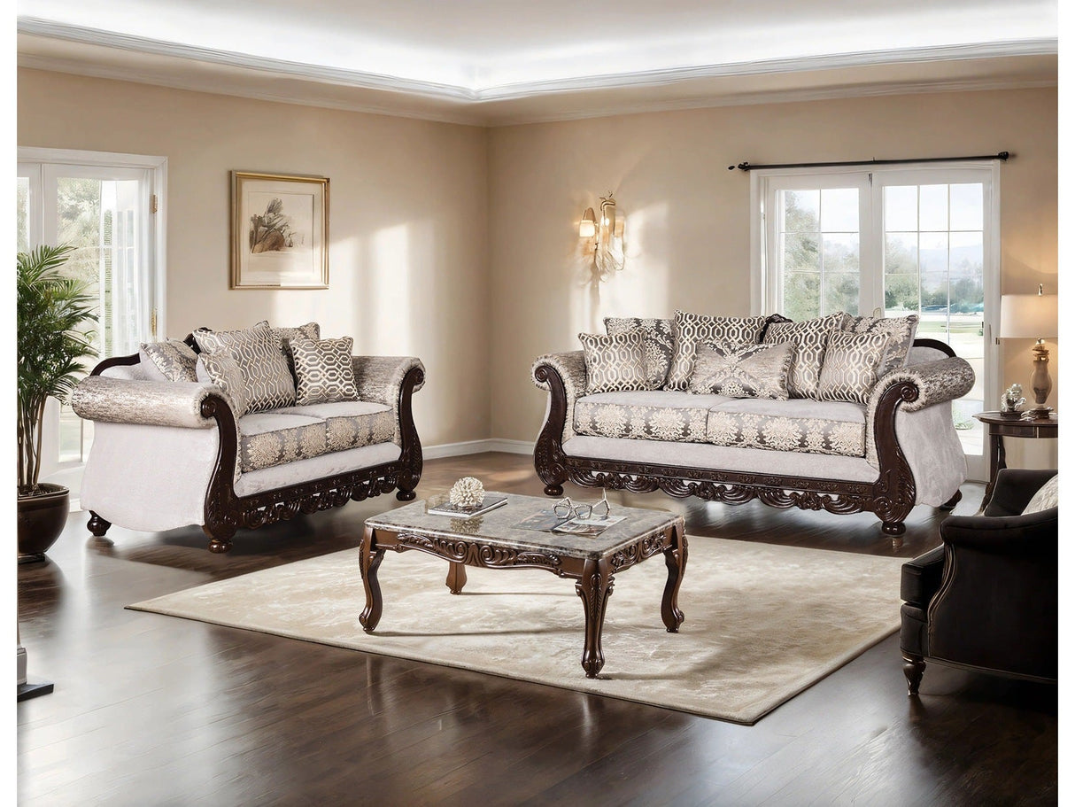 Catalonia Beige/Dark Cherry Upholstery Living Room Set by Furniture of America at Eve Furniture
