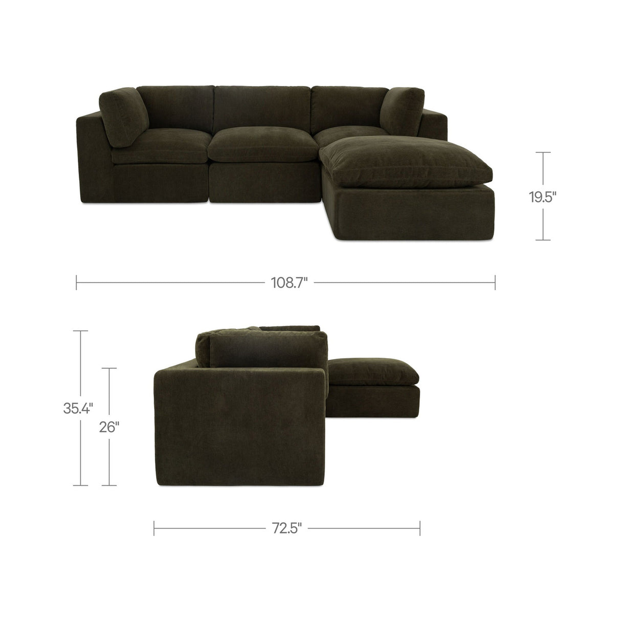 Cates Dark Green Lounge Modular Sectional by MOES at Eve Furniture