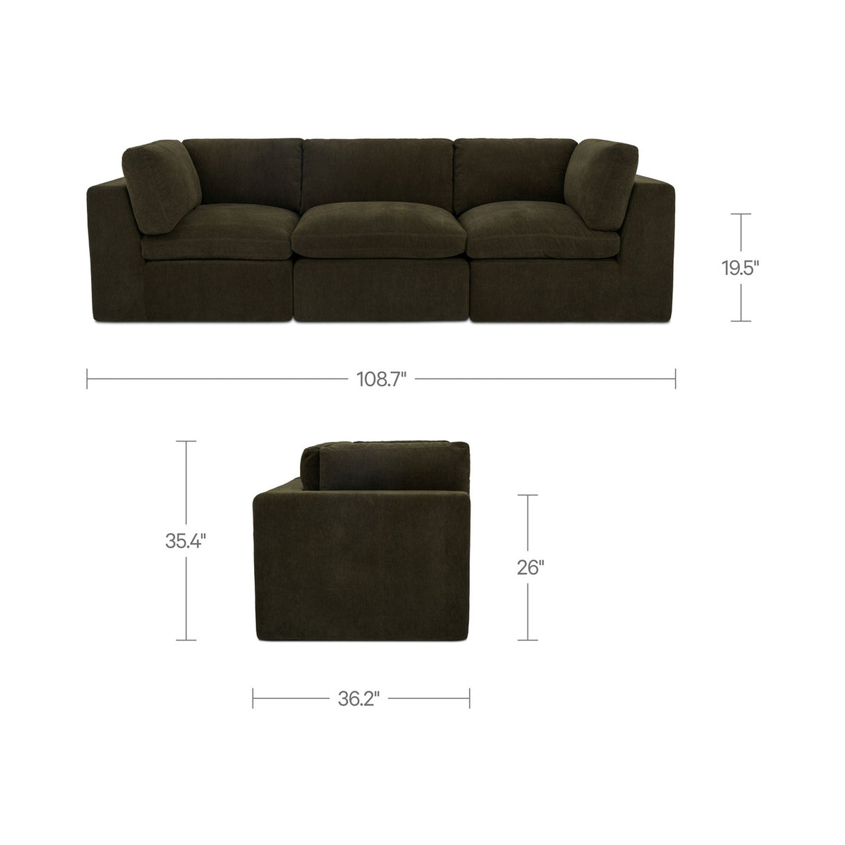 Cates Dark Green Modular Sofa