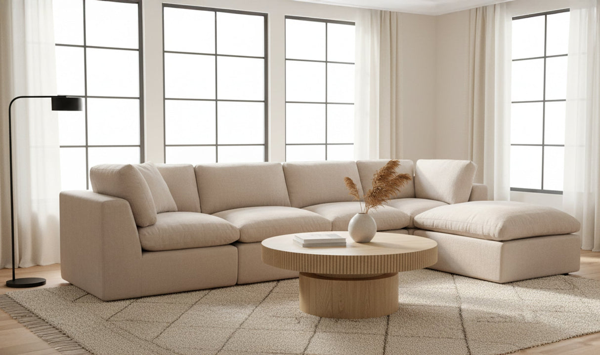 Cates Ottoman Pebble by Moe's Home at Eve Furniture