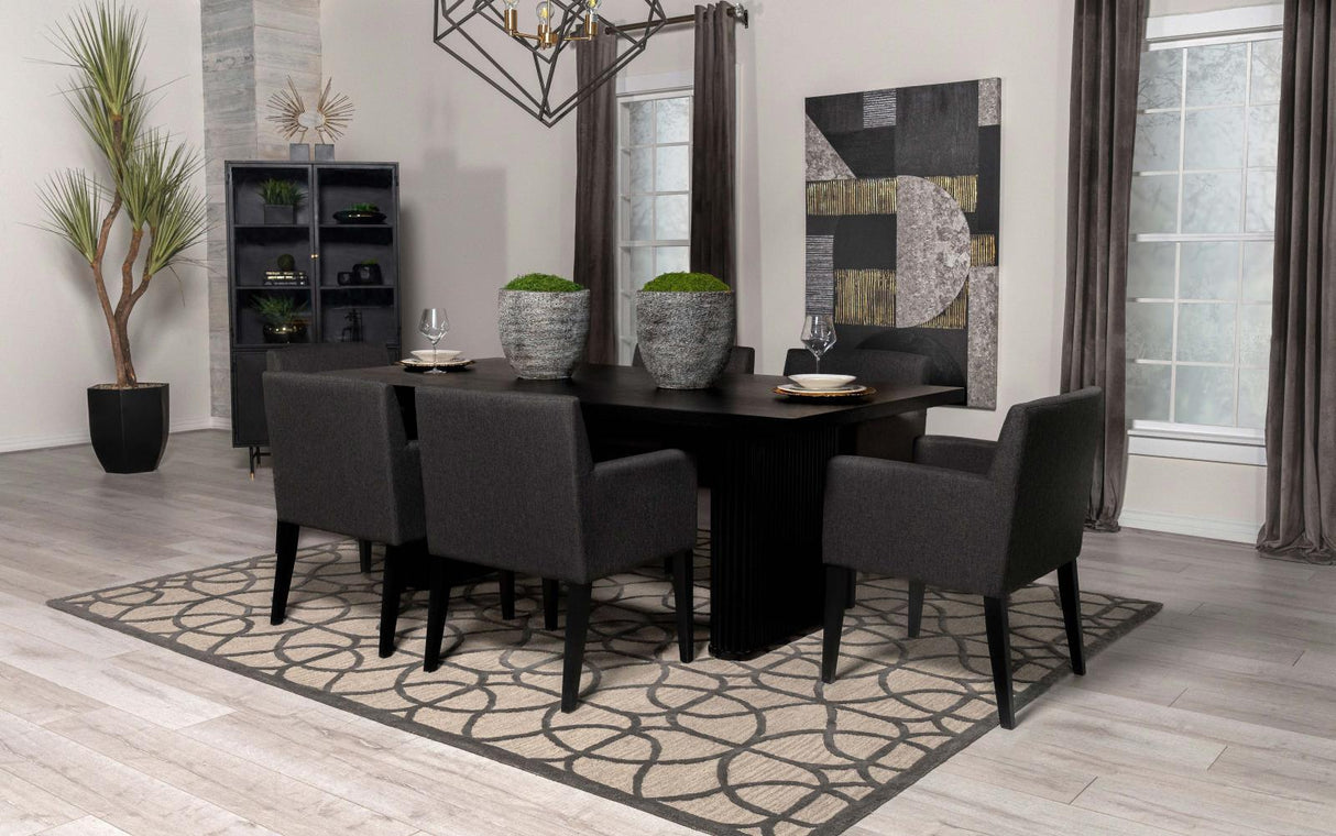 Catherine Black Rectangular Double Pedestal Dining Table by Coaster at Eve Furniture