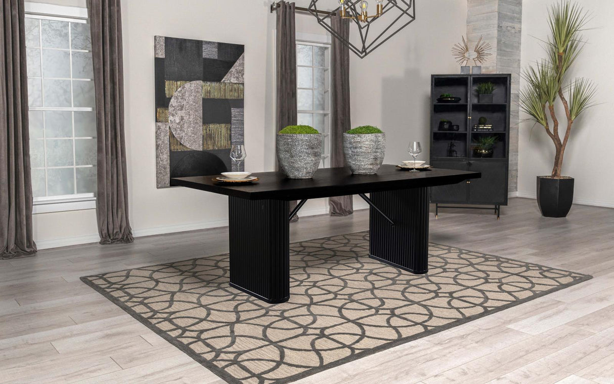 Catherine Black Rectangular Double Pedestal Dining Table by Coaster at Eve Furniture