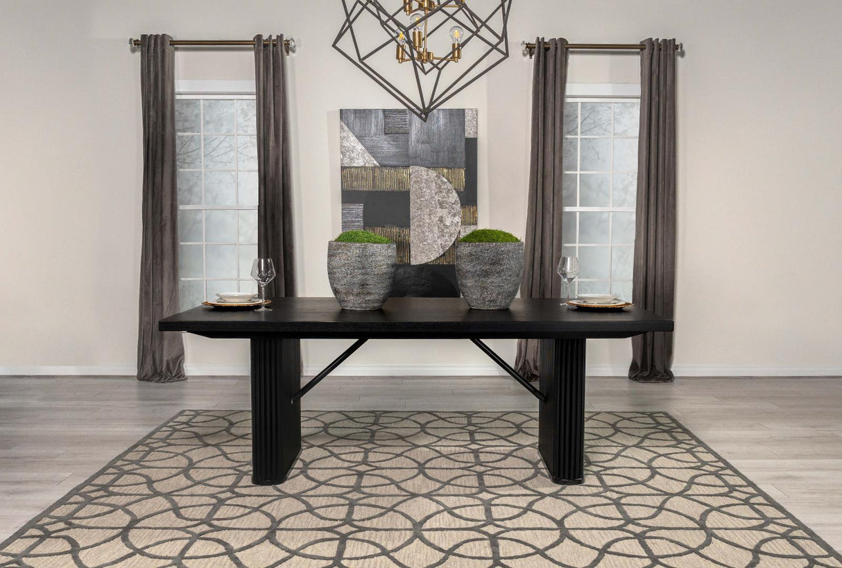 Catherine Black Rectangular Double Pedestal Dining Table by Coaster at Eve Furniture