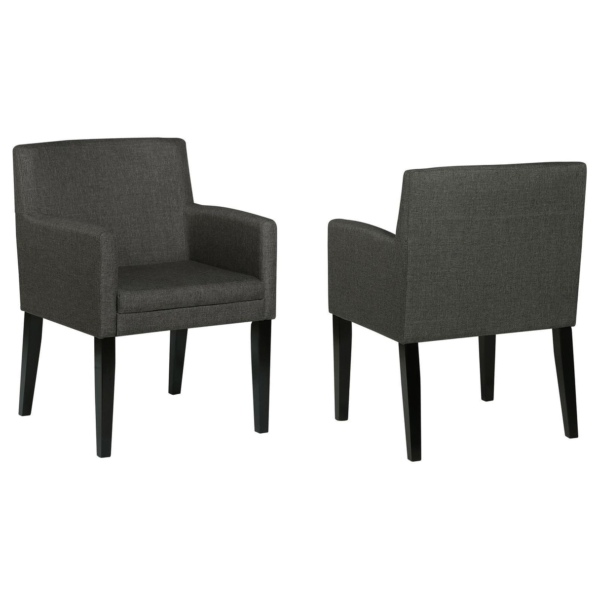 Catherine Upholstered Dining Arm Chair Charcoal Grey and Black (Set of 2) by Coaster at Eve Furniture
