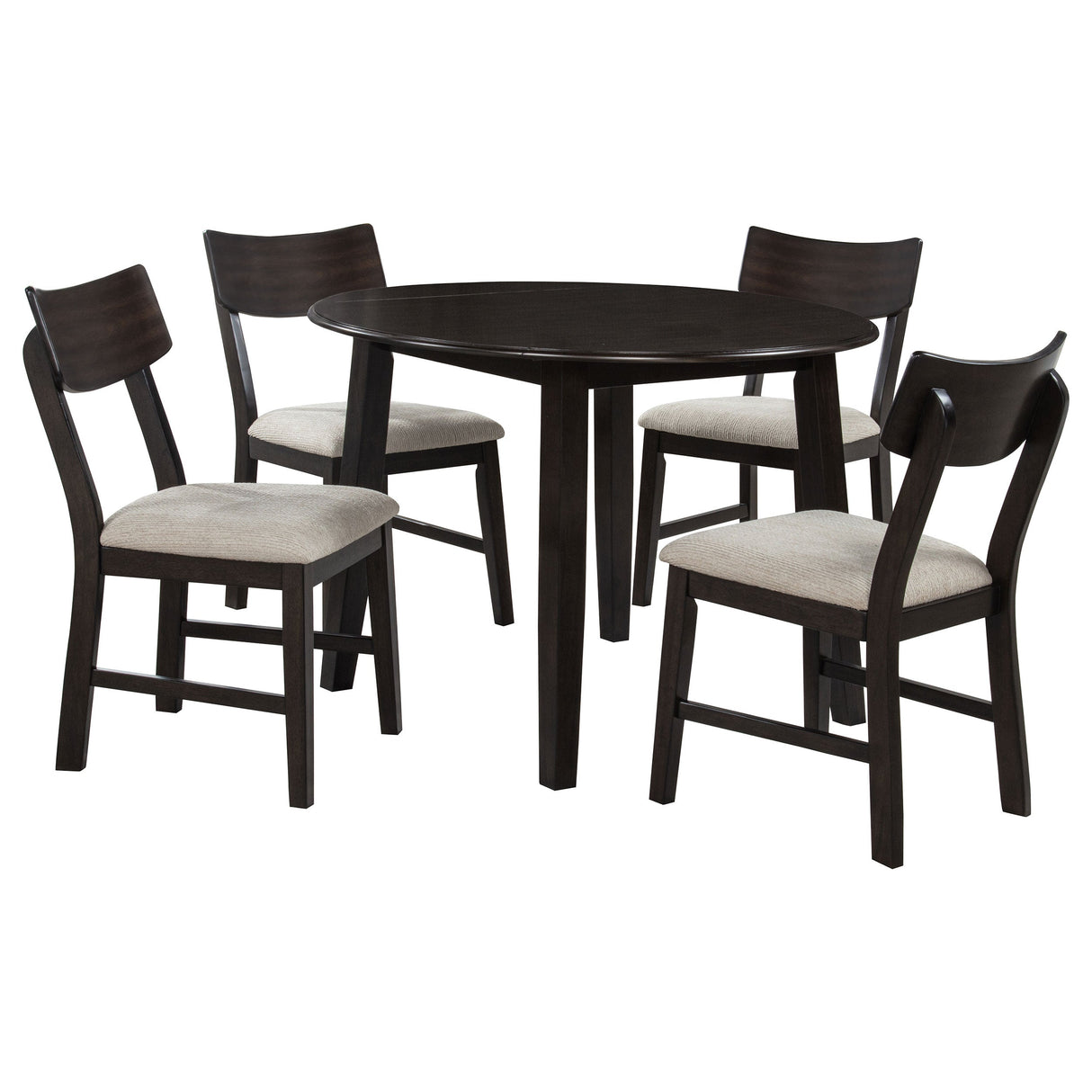 Catley Dark Coffee 5-piece Round Drop Leaf Dining Table Set by Coaster at Eve Furniture