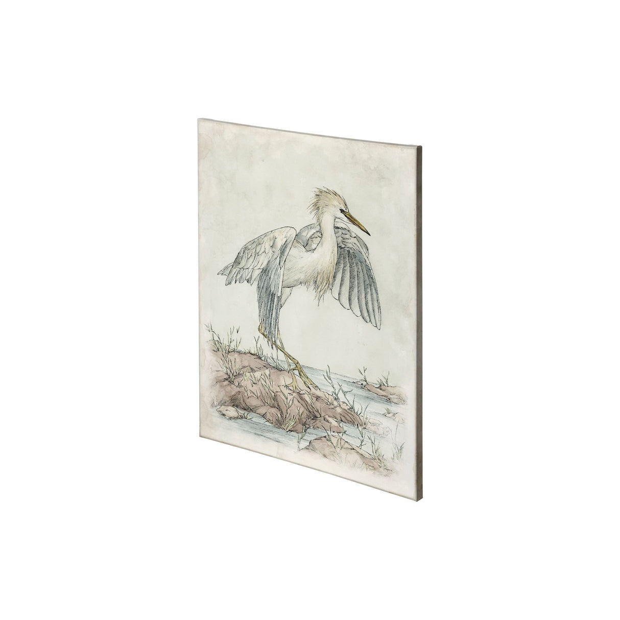 Cattle Egret by Mercana Studio a Hand Embellished Textured Canvas by Mercana at Eve Furniture