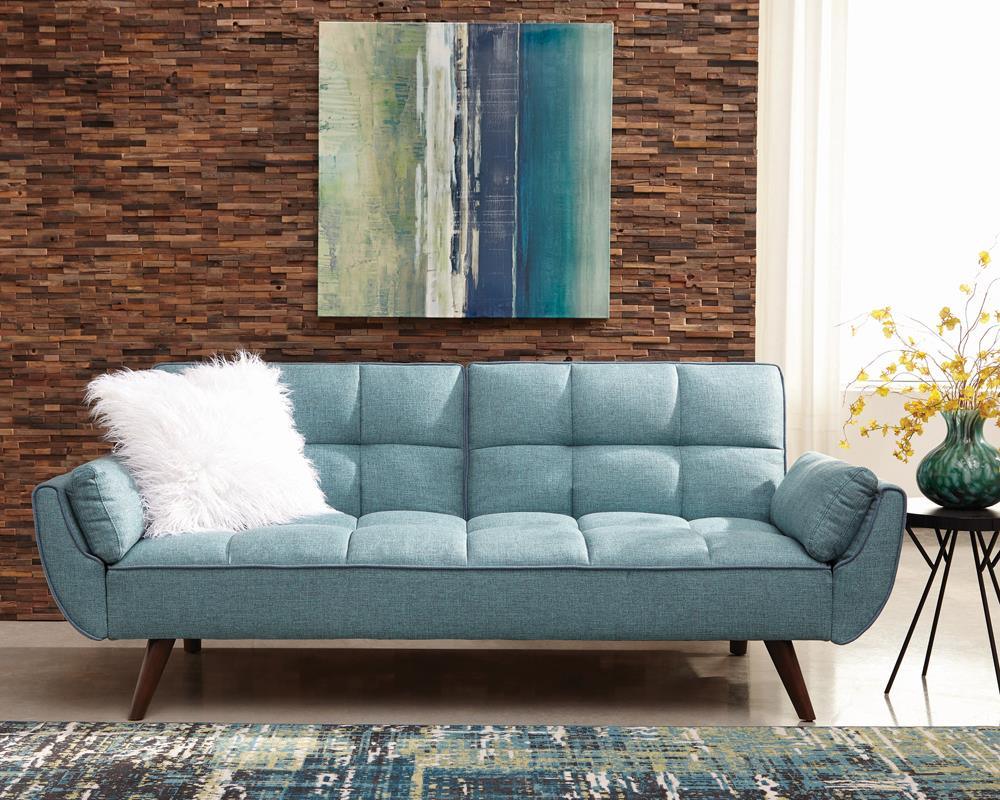 Caufield Upholstered Convertible Sofa Bed Turquoise Blue by Coaster at Eve Furniture