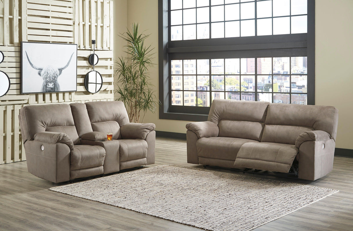 Cavalcade Slate Power Reclining Sofa and Loveseat by Ashley at Eve Furniture