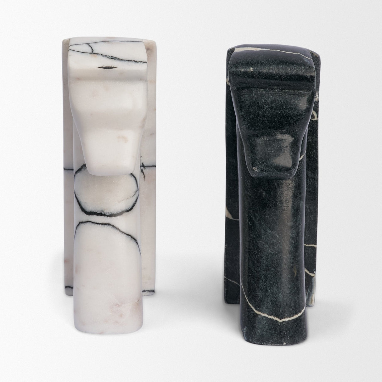 Cavalli Black and White Marble Horse Bookends by Mercana at Eve Furniture
