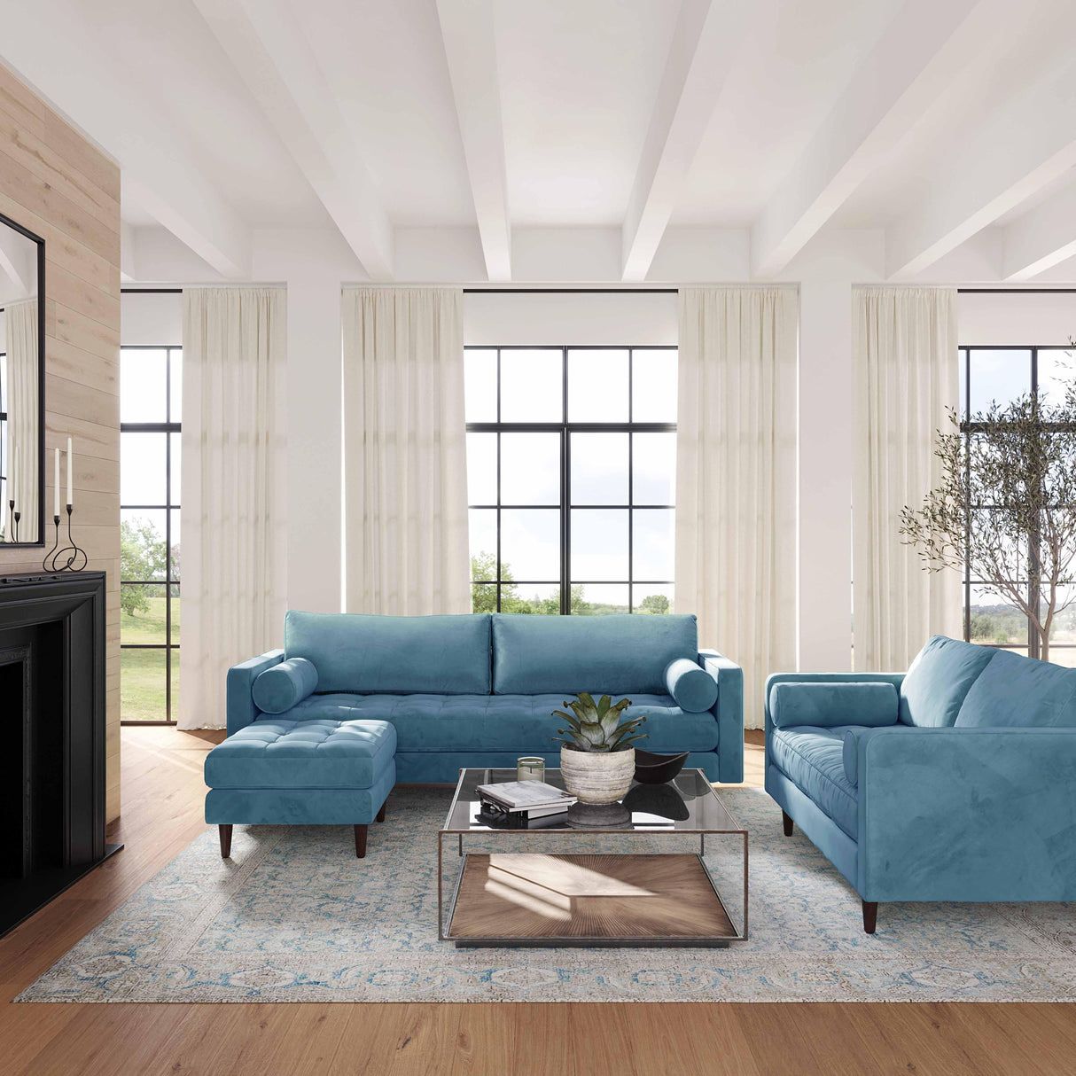 Cave Velvet Sectional by TOV Furniture at Eve Furniture