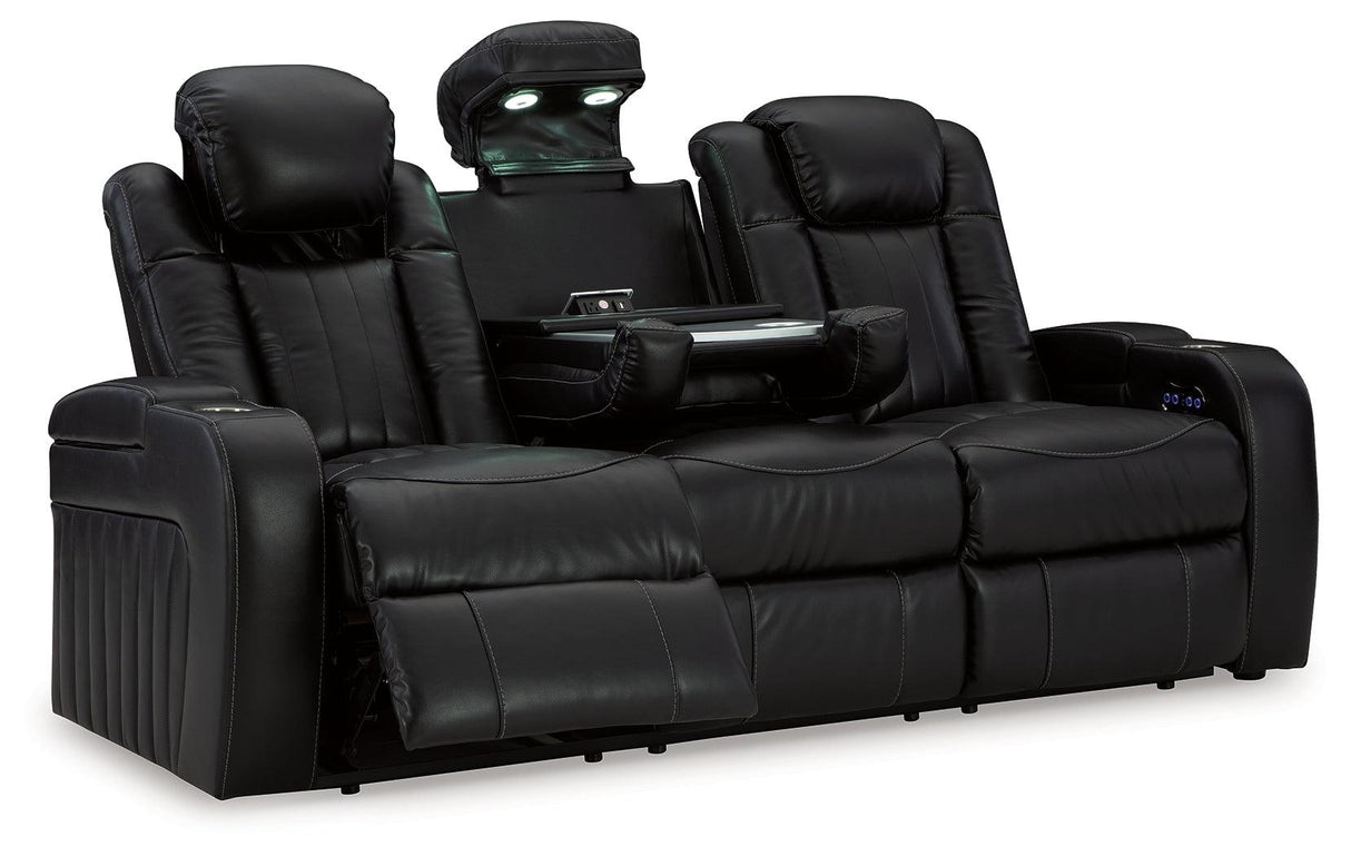 Caveman Den Midnight Dual Power Reclining Sofa by Ashley at Eve Furniture