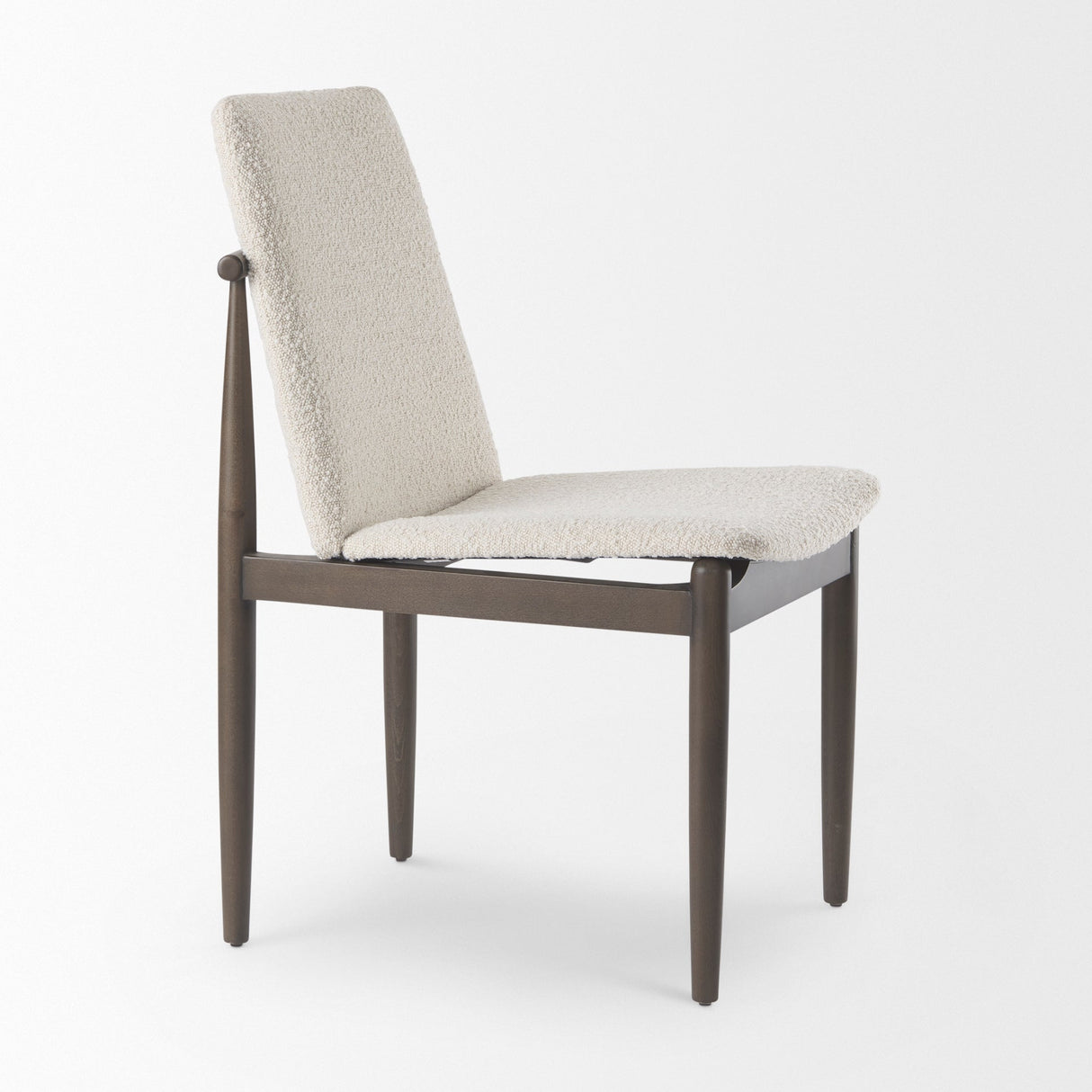 Cavett Cream Boucle Upholstered Seat W/Dark Brown Wood Frame Dining Chair, Set of 2 by Mercana at Eve Furniture