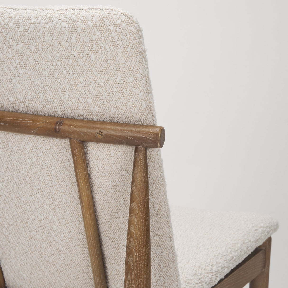 Cavett Cream Boucle Upholstered Seat W/Light Brown Wood Frame Dining Chair, Set of 2 by Mercana at Eve Furniture