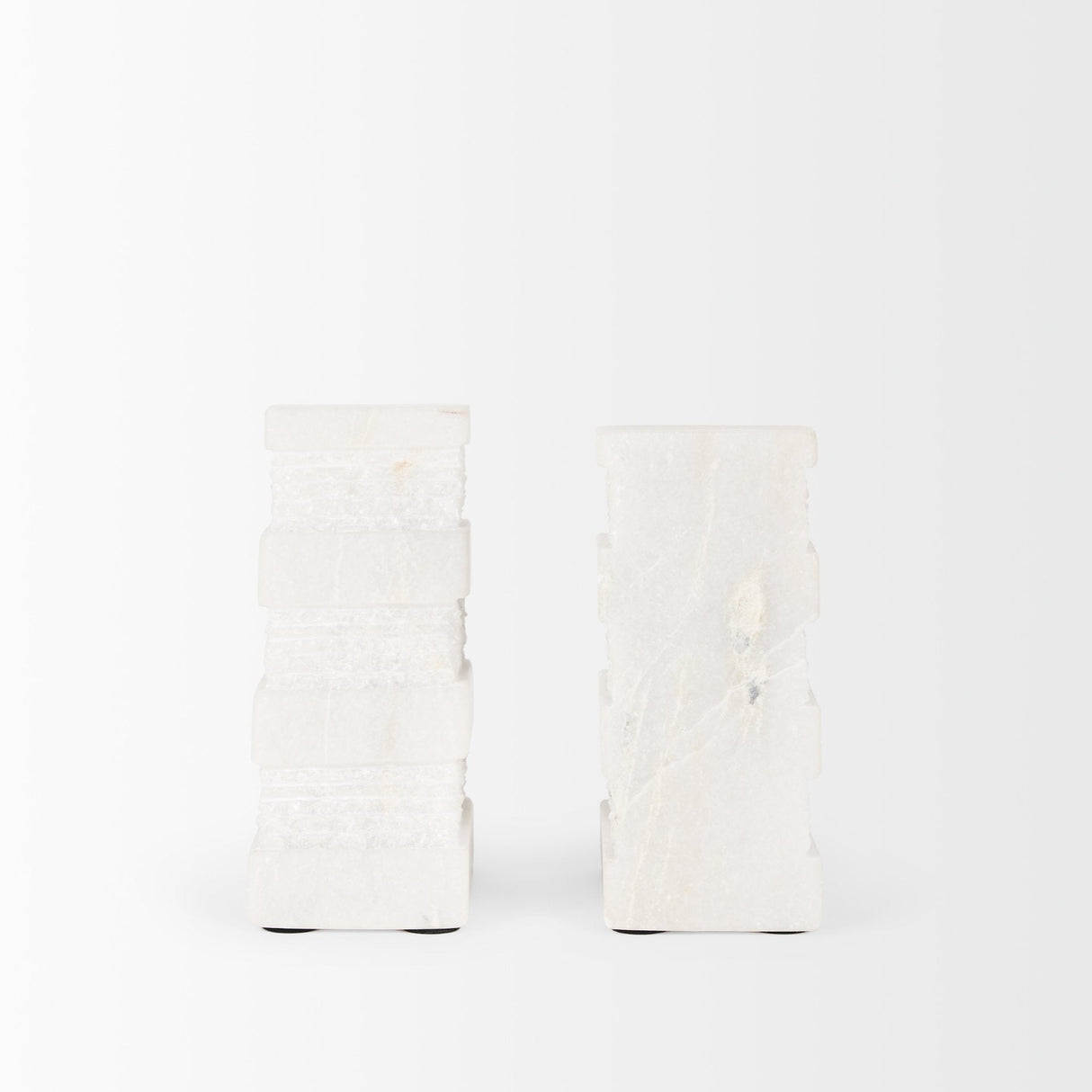 Cavetto White Marble Bookends w/rough carving S/2 by Mercana at Eve Furniture