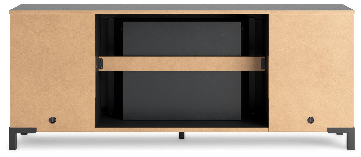Cayberry Black 60" TV Stand with Electric Fireplace by Ashley at Eve Furniture