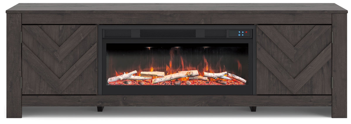 Cayboni Black 71" TV Stand with Electric Fireplace by Ashley at Eve Furniture