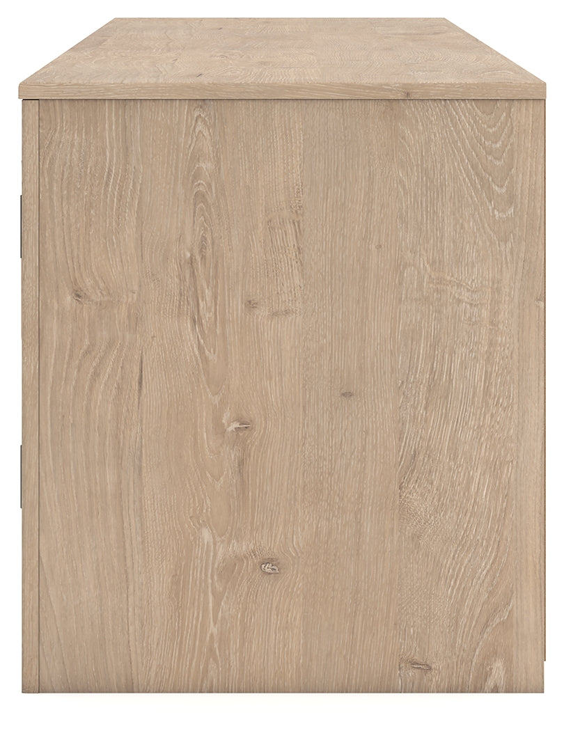 Cayboni Tan 71" TV Stand with Electric Fireplace by Ashley at Eve Furniture