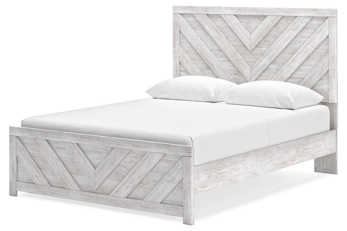 Cayboni Whitewash Queen Panel Bed by Ashley at Eve Furniture