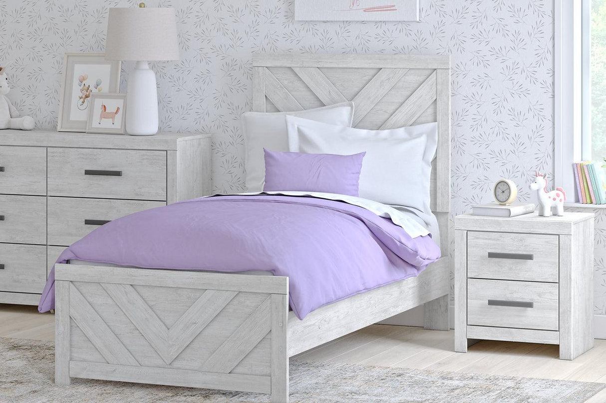 Cayboni Whitewash Twin Panel Bed by Ashley at Eve Furniture