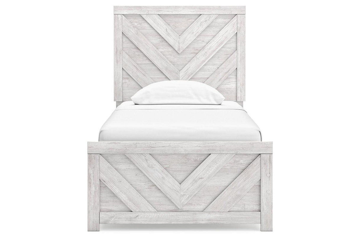 Cayboni Whitewash Twin Panel Bed by Ashley at Eve Furniture