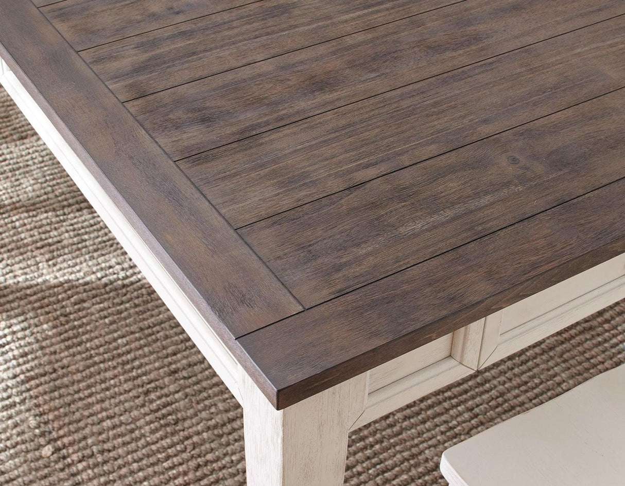 Cayla 64-80 inch Table w/16″ Leaf – Dark Oak& White by Steve Silver at Eve Furniture