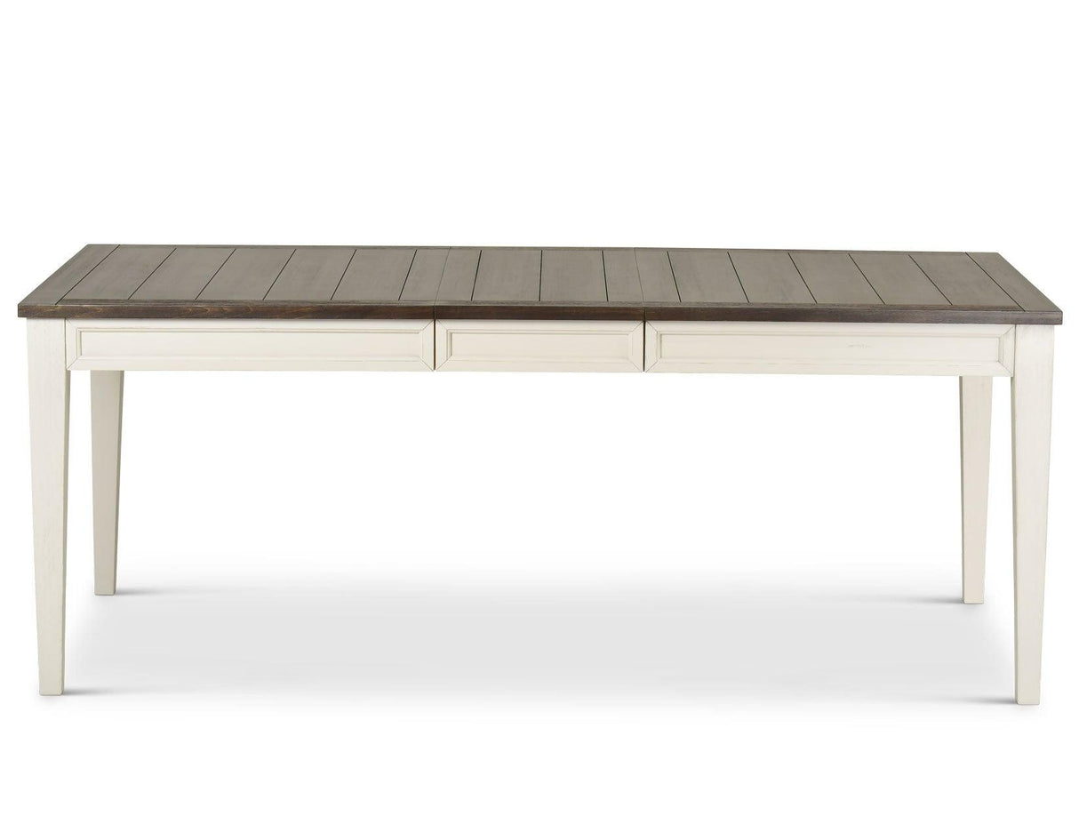 Cayla 64-80 inch Table w/16″ Leaf – Dark Oak& White by Steve Silver at Eve Furniture