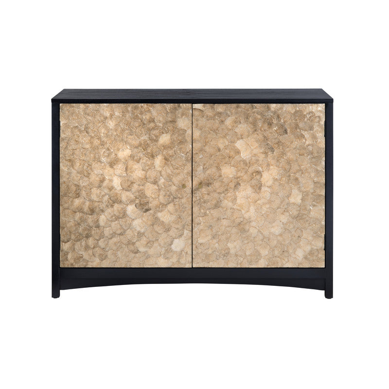 Cayman Black/Gold Capiz Shell 2 Door Cabinet by Crestview at Eve Furniture